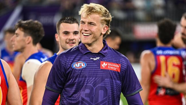 Karl Worner found himself back in the Dockers team last weekend. Picture: Daniel Carson/AFL Photos via Getty Images