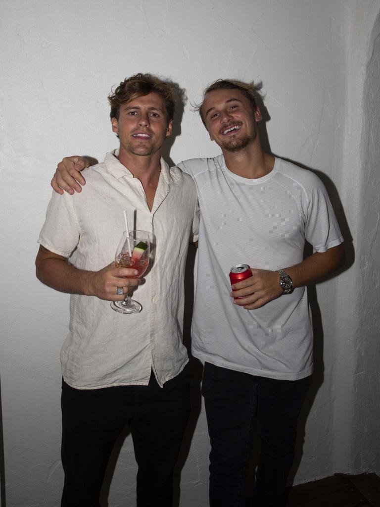 Pro wakeboarders Harley Clifford and Cory Teunissen attend the opening of Burleigh restaurant Maman on 1st October 2020. Picture: Jackson O'Brien.