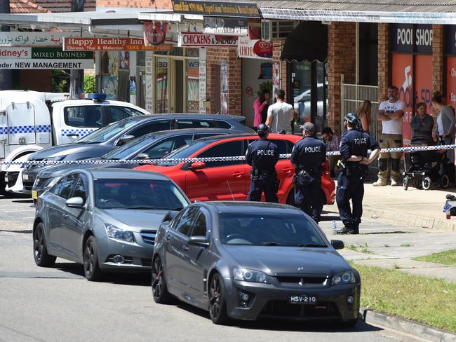 The scene at Georges Hall after Assaad was shot dead. Picture: AAP