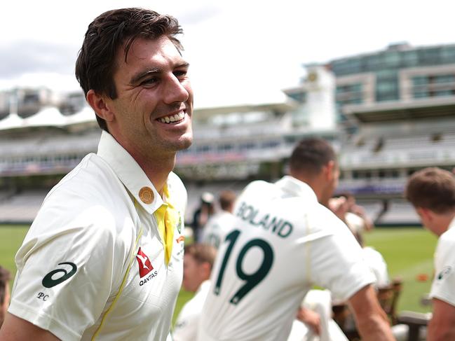 LONDON, ENGLAND - JUNE 26: Pat Cummins of Australia looks on during a team photo during an Australia Training Session at Lord's Cricket Ground on June 26, 2023 in London, England. (Photo by Ryan Pierse/Getty Images)