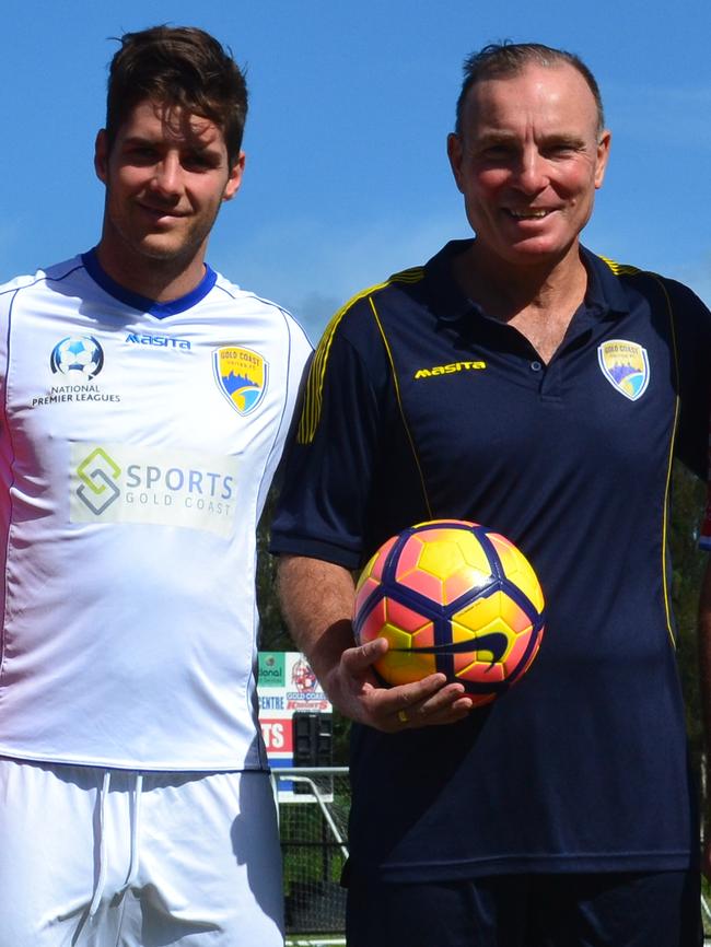 Gold Coast United captain Acim Tomic with coach Sean Lane.