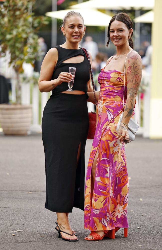 Nicole Conallin and Kandace Jenkins at Randwick Racecourse for The Big Dance Raceday. Picture: Sam Ruttyn