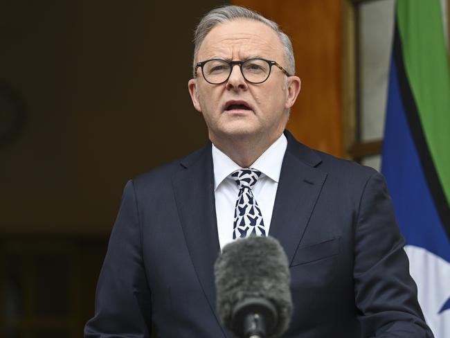 CANBERRA, Australia - NewsWire Photos - September 12, 2024: The Prime Minister, Anthony Albanese, Treasurer, Jim Chalmers, and the Minister for Aged Care, Anika Wells hold a press conference at Parliament House in Canberra. Picture: NewsWire / Martin Ollman