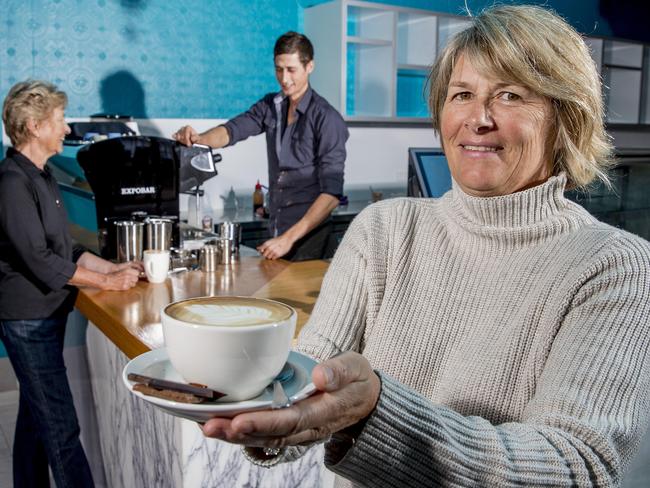 Sue Matheson (right) and her husband Don Matheson are opening three new venues at Hope Island including The Long Leaf Cafe. Picture: Jerad Williams.