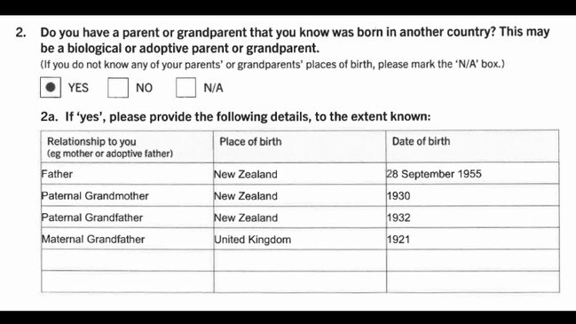 Mr Small completed a citizenship declaration in December 2020.