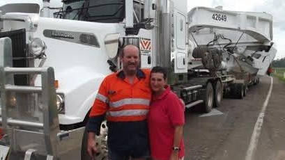 Pioneering Australian truck driver Elaine Steley with her son. Picture: Supplied