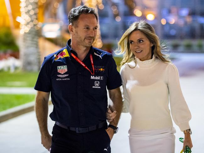 Christian Horner and his wife Geri. Picture: Mark Thompson/Getty Images