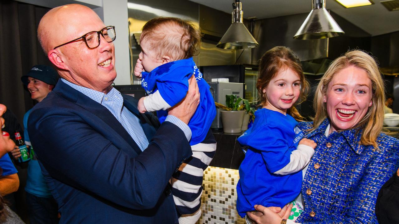 Liberal candidate for Kooyong Amelia Hamer with former leader Peter Dutton during the election campaign. Picture: James Brickwood/Pool/ NewsWire