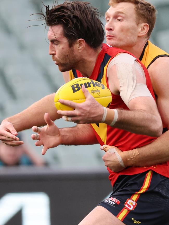 Liam McBean in action for South Australia in this year’s state league clash against Western Australia. Picture: David Mariuz (SANFL)