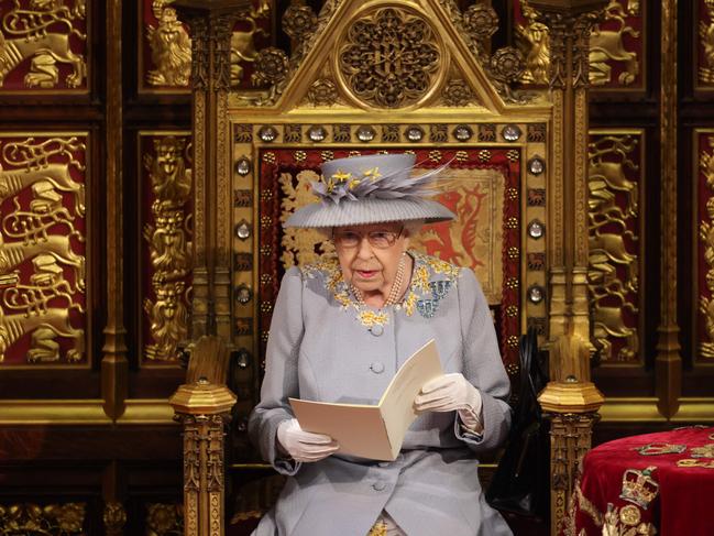 Queen Elizabeth II during the last State Opening of Parliament at the Houses of Parliament in London, which is took place with reduced capacity due to Covid-19 restrictions. Picture: AFP