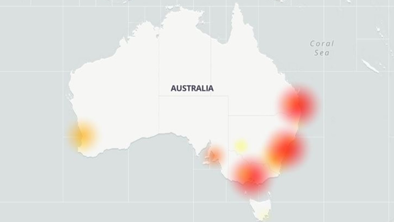 Major cities are being impacted by the outage. Picture: Downdetector.com