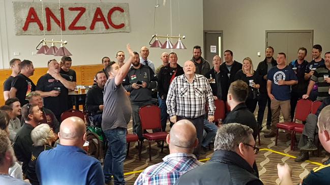 Two-up was in full swing at the Ringwood RSL sub-branch this morning. Picture: Kiel Egging.