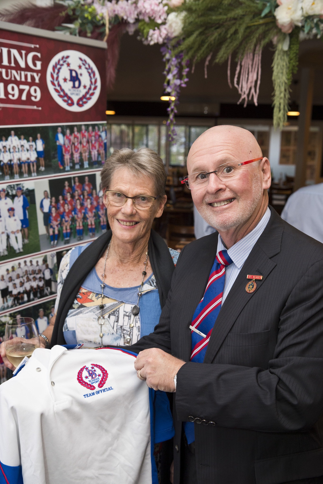 Darling Downs School Sport retired official Flora Clark and official Andrew Pierpoint at the 40th anniversary dinner at Urban Grounds Cafe, Friday, March 1, 2019. Picture: Kevin Farmer