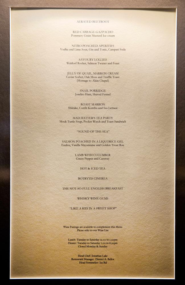 The fat duck deals menu