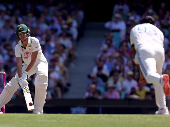 Sam Konstas brings out the reverse ramp against Jasprit Bumrah. Picture: David Gray/AFP