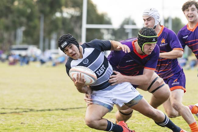 Angus Tagicakibau of Met East in last year’s Boys State Championship rugby union grand final in Toowoomba. Picture: Kevin Farmer