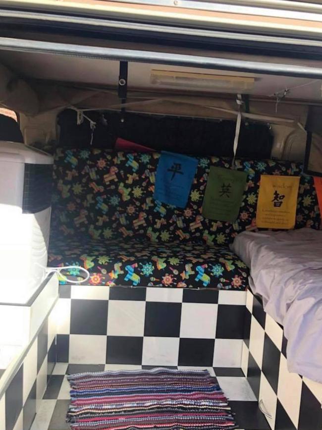 The inside of Tony Simrajh's van, that has been stolen and wrecked in Melbourne.