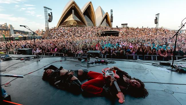 Australian artist May-A performing before 5SOS at Sydney Opera House in December. Picture: Ruby Boland / Supplied.