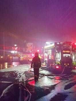 Numerous fire crews attended the house fire at Cardiff South Wednesday night. Credit: NSW Fire and Rescue Cardiff