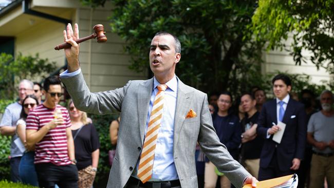 Auctioneer Michael Garofolo in action during a home auction in West Ryde in Sydney. Picture: Gaye Gerard