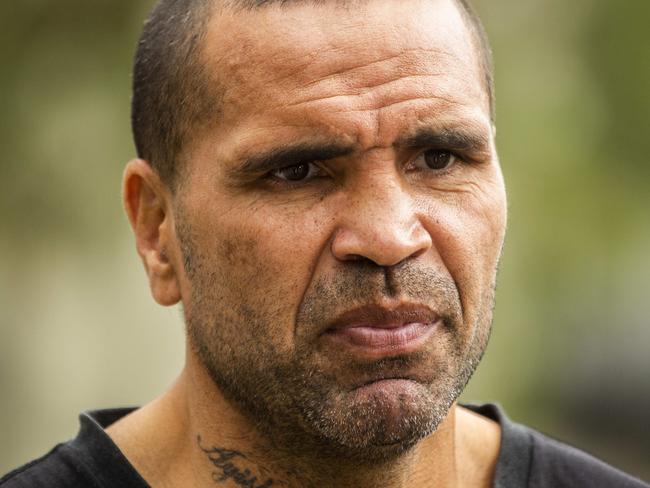 SYDNEY, AUSTRALIA - NewsWire Photos JANUARY 01, 2021: Anthony Mundine looks on during a press conference in Redfern to discuss changes in the wording of the Australian national anthem. Picture: NCA NewsWire / Jenny Evans