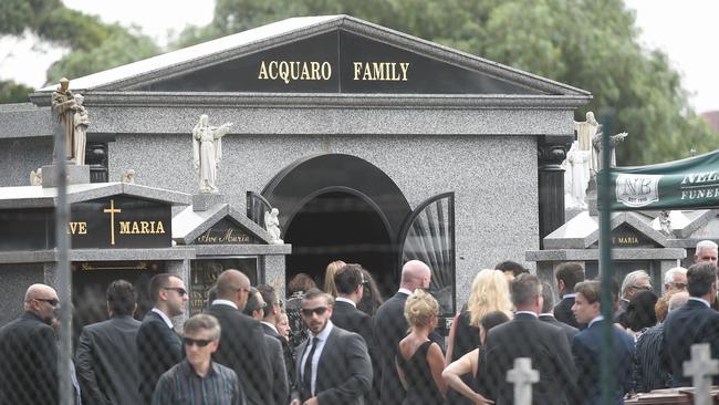 Mourners at Acquaro’s funeral. Picture: Jake Nowakowski