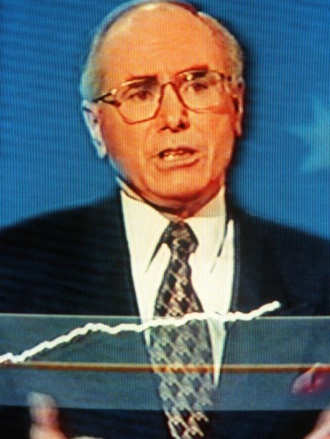 John Howard during a debate in the 1996 election campaign.