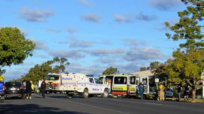 ON THE SCENE: A primary school girl has suffered head injuries after being struck by a car outside of the Chinchilla Medical Centre on Middle Street in Chinchilla this afternoon. Picture: Kate McCormack