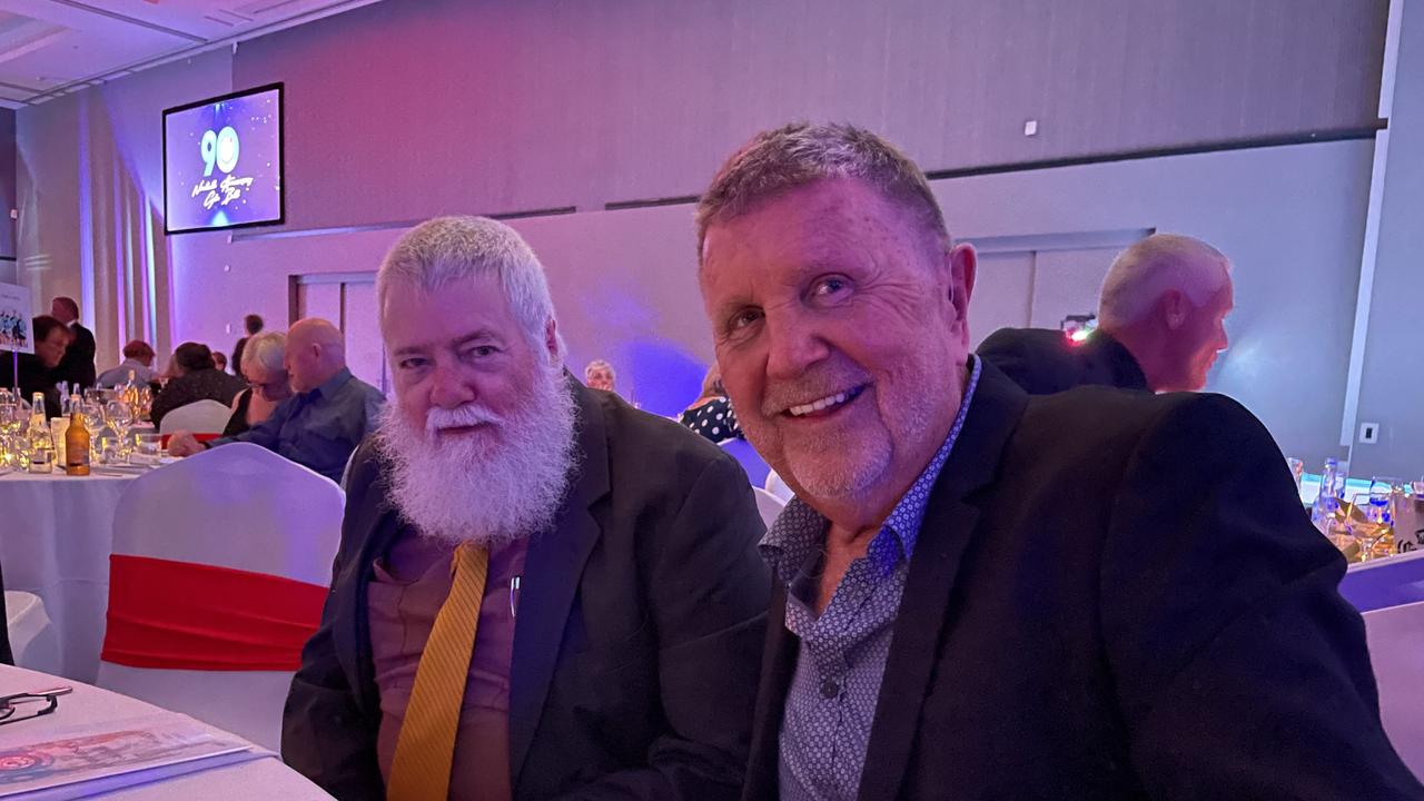 Peter Brooker and 'Stubby' at the Metropolitan Caloundra Surf Life Saving Club 90th Anniversary Gala Ball.