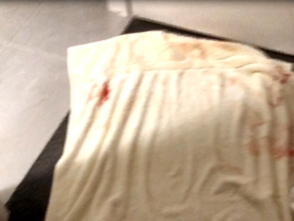 The video shows blood splattered across her bedroom. Picture: Supplied via NCA NewsWire