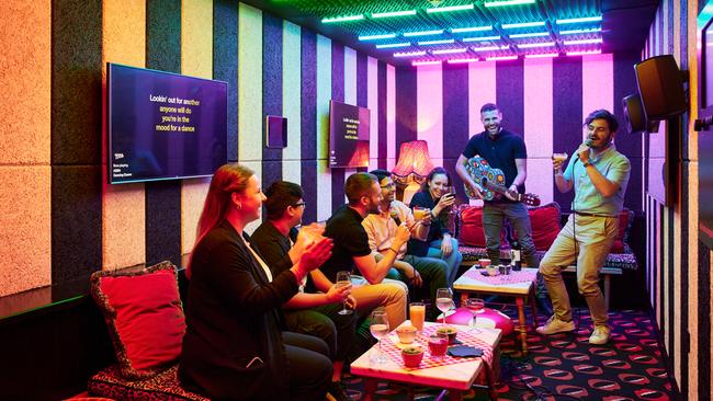 Mama Shelter London Shoreditch is home to a couple of karaoke rooms, perfect for an impromptu singalong with mates. Picture: Supplied.