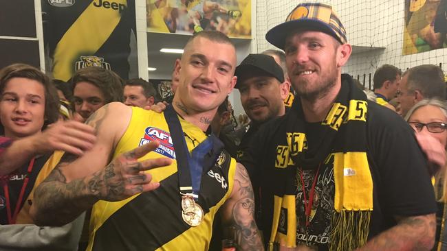 Dustin Martin and Dane Swan in the Richmond rooms.