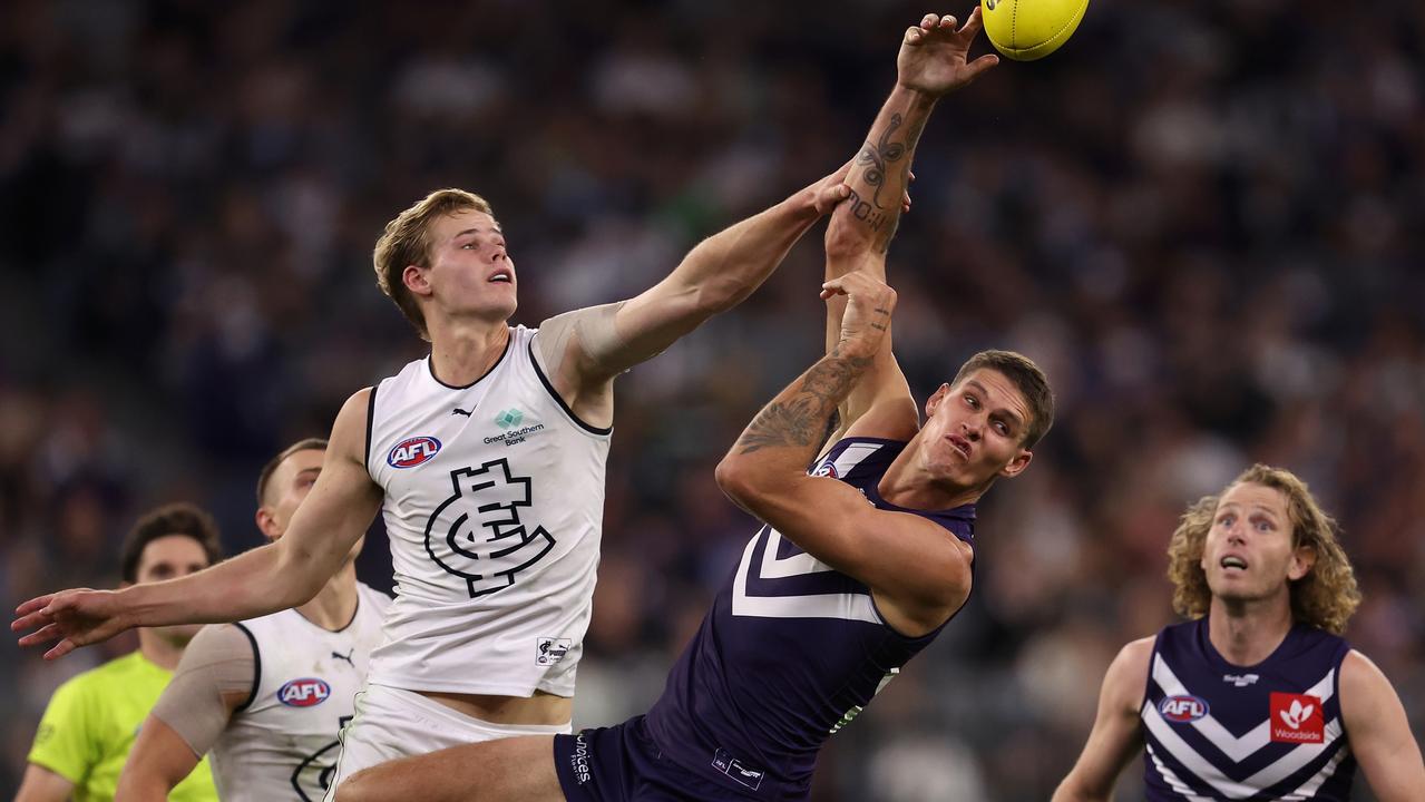 Tom De Koning will step up in the ruck for Carlton. Picture: Paul Kane/Getty Images