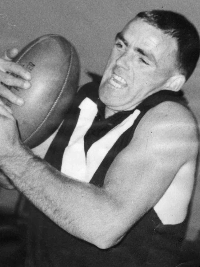 SA football great Neil Kerley, who went to Rostrevor for two terms, during South Adelaide training at Adelaide Oval in May 1964.