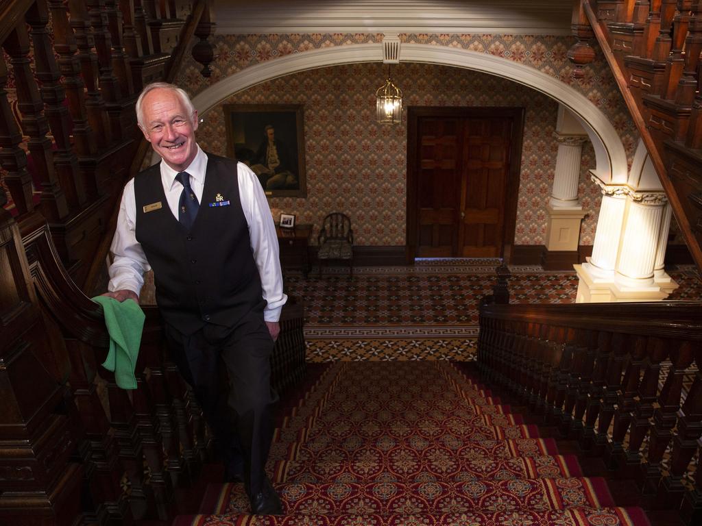 One of the home’s grand staircases. Picture: Justin Lloyd.