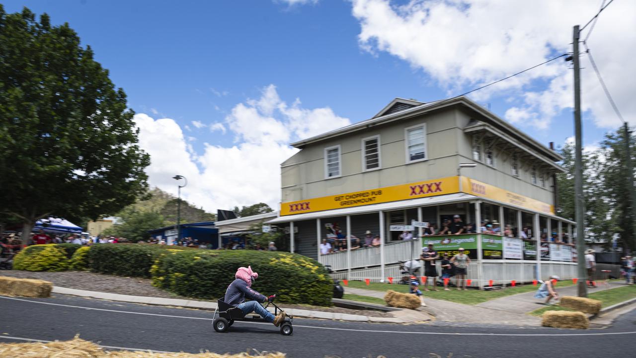 The Get Chopped Pub Greenmount is pumping during the Greenmount Billy Kart Challenge, Saturday, November 23, 2024. Picture: Kevin Farmer