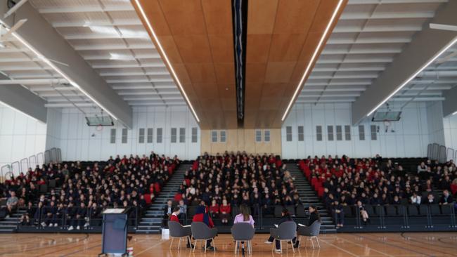 Cheryl presenting to Our Lady of The Sacred Heart College at Enfield. Picture: Supplied