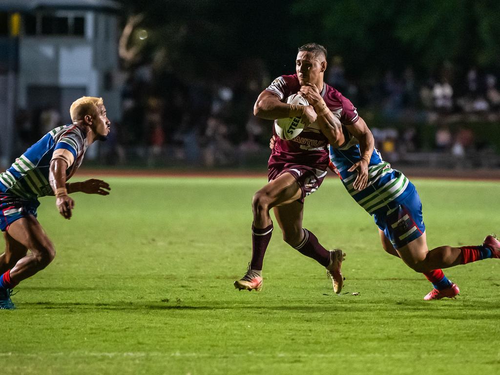 Yarrabah's Steven Stafford works towards the line. Picture: Emily Barker