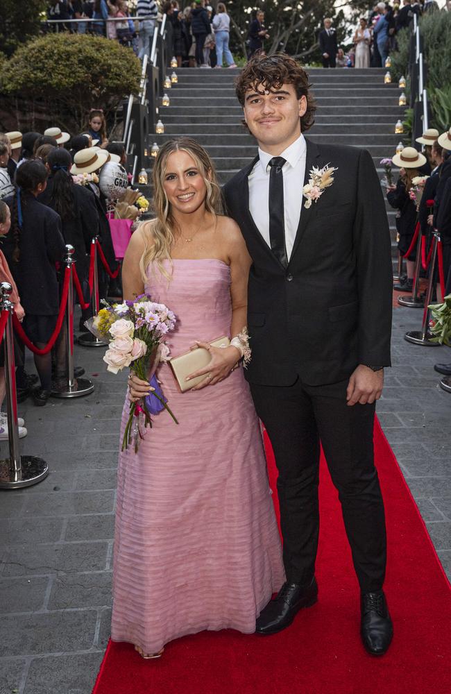 Miranda Davis and partner Sonny Madden arrive at The Glennie School formal at Picnic Point, Thursday, September 12, 2024. Picture: Kevin Farmer