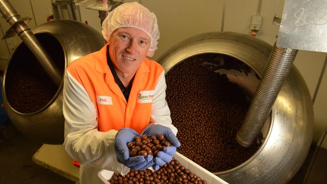 Robern Menz CEO Phil Sims with Fruchocs. Picture: AAP/Brenton Edwards