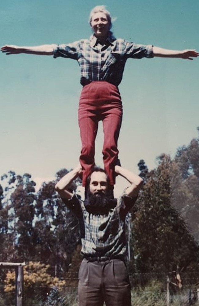 Geoffrey Rallings having fun with his wife Beryl in 1975 in Lady Bay, Tasmania. Picture supplied by Irene Rallings