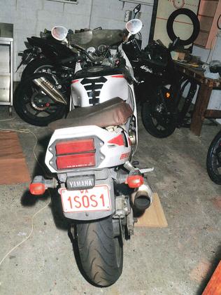 Lilley’s motorbike with SOS registration.