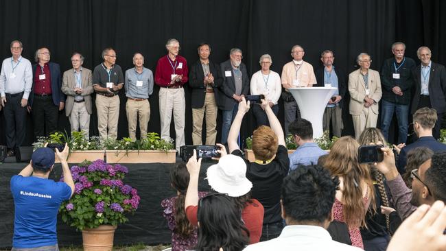 Nobel physics and chemistry laureates after signing the 2024 Mainau Declaration on Nuclear Weapons on July 5, 2024, on Mainau Island, Germany. Picture: Christian Flemming