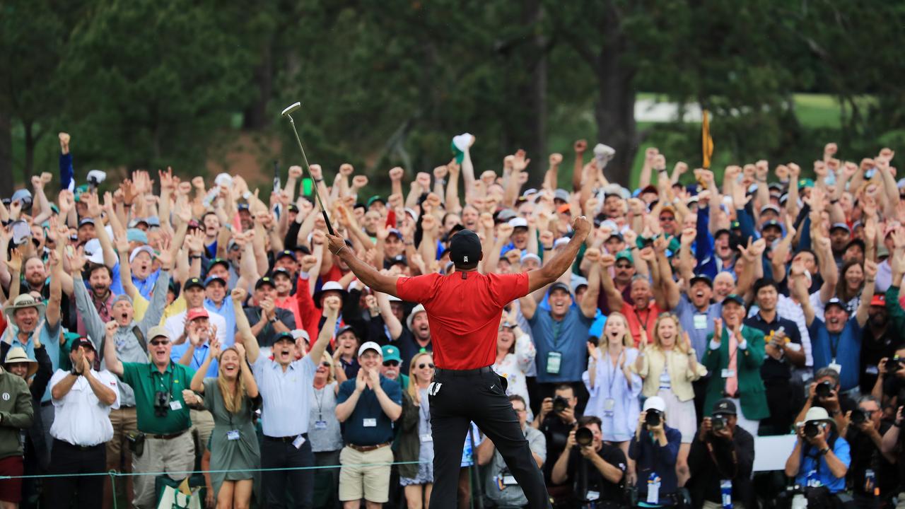 The “patrons” won be there to cheer Tiger Woods at the Masters this year (Photo by David Cannon/Getty Images) *** BESTPIX ***