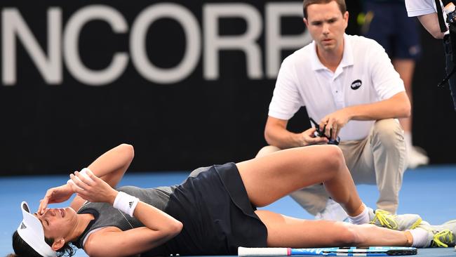 Garbine Muguruza struggled through her clash with severe cramping