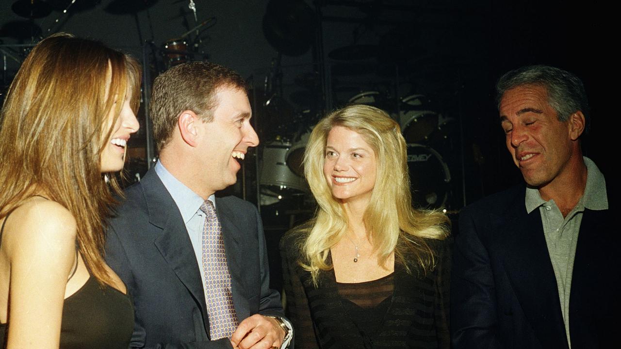 Melania Trump, Prince Andrew, Gwendolyn Beck and Jeffrey Epstein at a party at the Mar-a-Lago club, Palm Beach, Florida, February 12, 2000. Picture: Davidoff Studios/Getty Images