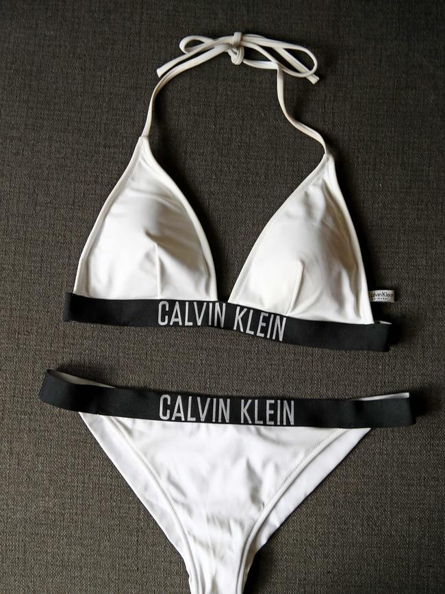 The offending item: The Calvin Klein white two-piece offended the security guard. Picture: Toby Zerna