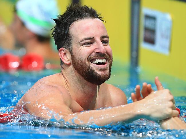 James Magnussen is all smiles after finishing second to McEvoy.