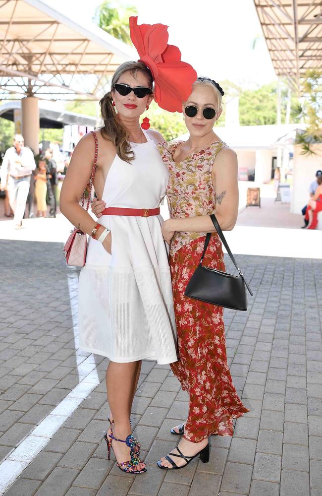 Lucynda McDonald and Kadie Cavchi-Gera out and about at Corbould Park for the Melbourne Cup Race Day in Caloundra. Picture: Patrick Woods.