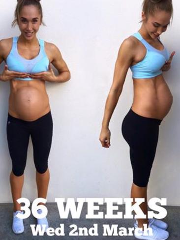 Chontel at the 36-week mark (with 28 days to go).